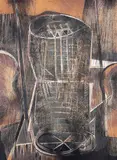 Untitled (Composition in Orange and Blue) by Gabriel Macotela, 1988, serigraph, sold Sep 2023