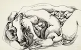 Untitled (Worms) by Carlos Palomino, 1981, ink on paper, sold Sep 2023