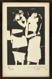 Untitled (Two Couples) by Juan Batlle Planas, woodcut, sold Sep 2023