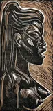 Untitled (Silhouette) by José Raúl Anguiano Valadez, 1981, woodcut, sold Sep 2023