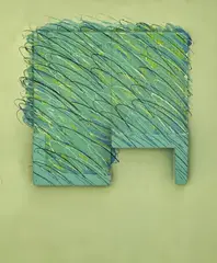 Logo Suite, B by Richard Smith, 1971, serigraph on vacuum formed plastic relief over wood, sold Sep 2023