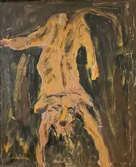 Untitled #106 by Ralph Della-Volpe, oil on canvas (unstretched), sold Sep 2023