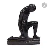 Nu masculin, un genou à terre by Louis Dejean, Épreuve en bronze à patine noire, sold Jun 2022