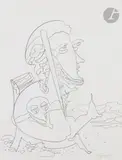 Agamemnon by Charles Lapicque, 1974, Crayon noir, sold May 2022