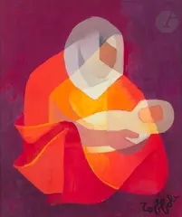 Maternité rouge by Louis Toffoli, Gouache, sold May 2022