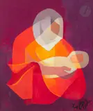 Maternité rouge by Louis Toffoli, Gouache, sold May 2022