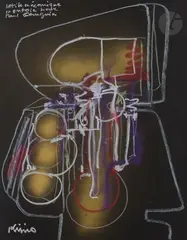 Petite mécanique mentale pour Paul Gauguin by Ladislas Kijno, vers 1985, Gouache et peinture or, sold May 2022