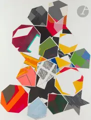 Composition géométrique, 1979-83 by Guy de Rougemont, Technique mixte et collage sur papier, sold May 2022