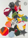 Composition géométrique, 1979-83 by Guy de Rougemont, Technique mixte et collage sur papier, sold May 2022