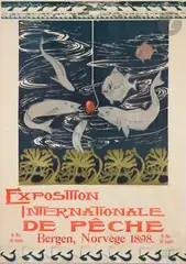Exposition Internationale de pêche à Bergen, 16 mai-30 septembre 1898 Chromolithographie. Entoilée. Imp. John Griegs Bogtrikken. Très bon état. 70 x 49 cm Prove by Christian Koren-Wiberg, Affiche dans le monde, p, sold May 2022