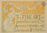 The Fine Art and General Insurance Cie. (Fond jaune). Chromolithographie. Entoilée. Imp. Auguste Bénard, Liège by Armand Rassenfosse, Affiche belge, sold May 2022