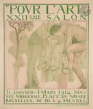 Pour l’art », XXIIe Salon au Musée moderne, 31 janvier-1er mars 1914 Chromolithographie. Lith. J.E. Goossens, Bruxelles by Gustave Van de Woestijne, Affiche belge, sold May 2022