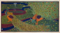 Sans titre by Louis Rhead, Panneau décoratif aux paons, sold May 2022