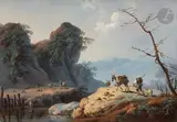Un berger et son troupeau près d’un fleuve by Jean-Baptiste Pillement, Toile, sold May 2022