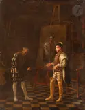 Charles Quint ramassant le pinceau du Titien by Jean-Henri Marlet, Toile, sold May 2022