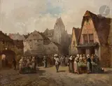 Scène de Marché by Leonard Saurfelt, Toile d’origine, sold May 2022