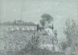 Vue du Forum romain by Célestin Nanteuil, Pierre noire, rehauts de craie blanche et de sanguine, sold Apr 2009