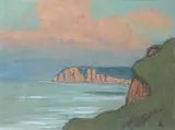 Ciel rose sur les falaises de Dieppe by Jean Francis Auburtin, Gouache, sold Dec 2008
