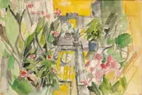 Jardin fleuri by Jacques Ceria Despierre, Aquarelle sur traits d'encre, sold Dec 2008
