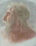 Tête d'homme vue de profil et tournée vers la gauche by Anne-Louis Girodet, Pastel sur papier bleu, sold Dec 2008