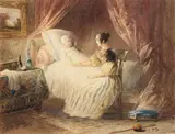 Jeune femme près de son enfant by J.f. Collignon, 1834, Aquarelle signée et datée, sold Dec 2008
