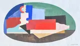 Femme couchée by Georges Valmier, 1922, Gouache signée en bas à droite, sold Dec 2021