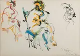 Trois personnages by Norman Bluhm, 1947, Gouache, sold Oct 2018