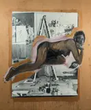 Femme noire couchée et accoudée by Alexandre Delay, 1983, Technique mixte et collage de photographies sur panneau, sold Oct 2018
