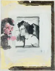 Deux profils by Alexandre Delay, 1981, Technique mixte et collage sur papier, sold Oct 2018