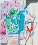 Composition by Philippe Hossiasson, 1963, Gouache aquarellée, sold Oct 2018