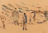 Personnages sur la jetée by Georges Kars, Aquarelle, sold Jun 2018