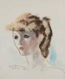 Portrait de jeune fille by André Dignimont, Gouache, sold Jun 2018