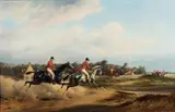Scène de chasse à courre en Angleterre by Bernard-Édouard Swebach, Toile, sold Jun 2018