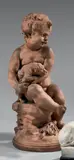 La Paix, ou Enfant tenant dans ses bras un chien by Jacques-Léonard Maillet, Épreuve en terre cuite, sold Jun 2018