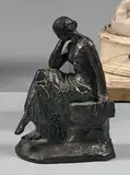 Femme assise avec un livre by Paul Silvestre, Bronze à patine brun clair, sold Mar 2018