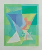 Vers la chimère. 1962 Planche de l'ouvrage Jacques Villon présenté par L. Venturi by Jacques Villon, Lithographie en couleurs signée en bas à droite, sold Mar 2018