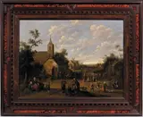 Paysans sur une place de village by Joost Cornelisz Droochsloot, Panneau de chêne, deux planches, non parqueté, sold Mar 2018