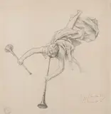 Etude pour une figure de la Renommée by Gabriel Ferrier, Crayon noir Annoté en bas à droite Porte en bas à gauche le cachet de l'atelier (ne figure, sold Mar 2018