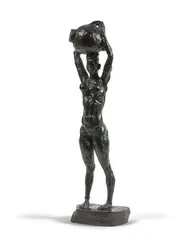 Femme Batéké portant une cruche, circa 1935 by Louis Bate, Epreuve en bronze à patine noire, sold Nov 2018