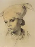Antillaise au madras by Pierre Bodard, Crayon noir sur papier, sold Nov 2009