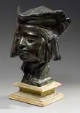Tete de Saint Louis enfant by Jean-Joseph Carriès, Bronze à patine brune nuancée et verte Fondeur, sold Nov 2009