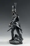 XIXe siècle. Grenadier de la Vieille Garde Impériale de Napoléon I, chargeant sabre au clair by Luca Madrassi, Bronze en deux parties assemblées (légers accidents), à deux patines, sold Jun 2009
