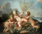L'eau ou les Pêcheurs by François Boucher, Toile, anciennement présentée dans un cadre chantourné, sold Jun 2009