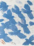 Vol des oiseaux bleu by Alexandre Fassianos, Lithographie en couleur, sold Jun 2018