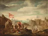 Trompette dans un campement militaire by Robert van den Hoecke, Panneau (sous verre), sold Dec 2017