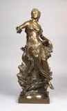 Femme dans une nuée avec une corbeille de fleurs by Gustave Michel, Epreuve en bronze à patine brune mordorée, sold Dec 2017