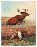 Le saut du cerf by Charles-Fernand de Condamy, Aquarelle sur papier, sold May 2011