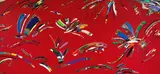 Rangoon Red by Paul Fournier, acrylic, gold leaf and gold dust on canvas, sold Sep 2017