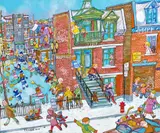 Le championnat du quartier by Miyuki Tanobe, 1997, nihonga on board, sold Sep 2017