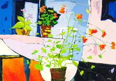Still Life with Chair by Claude A. Simard, 1986, oil on canvas, sold Aug 2017